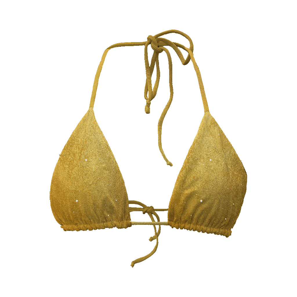 Top Triangle doré pailleté / beige