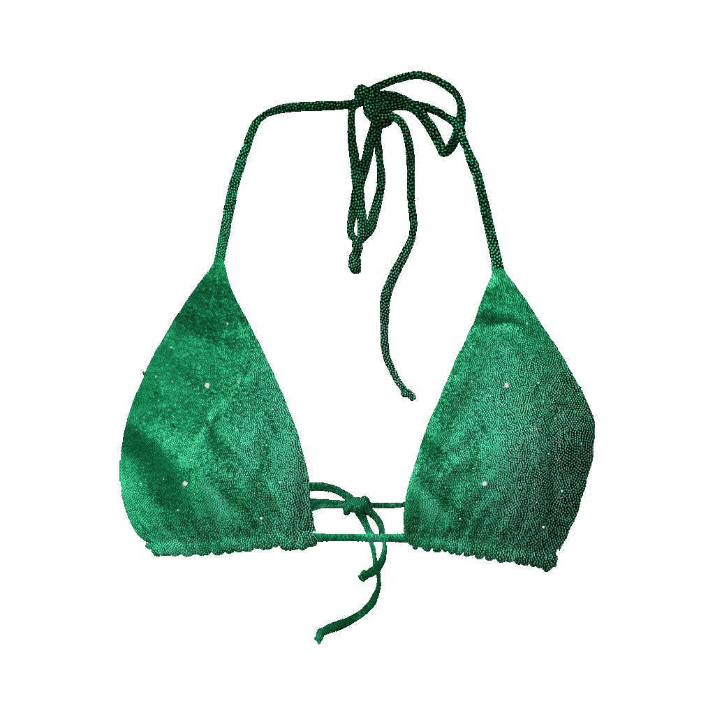 Top Triangle vert pailleté / noir