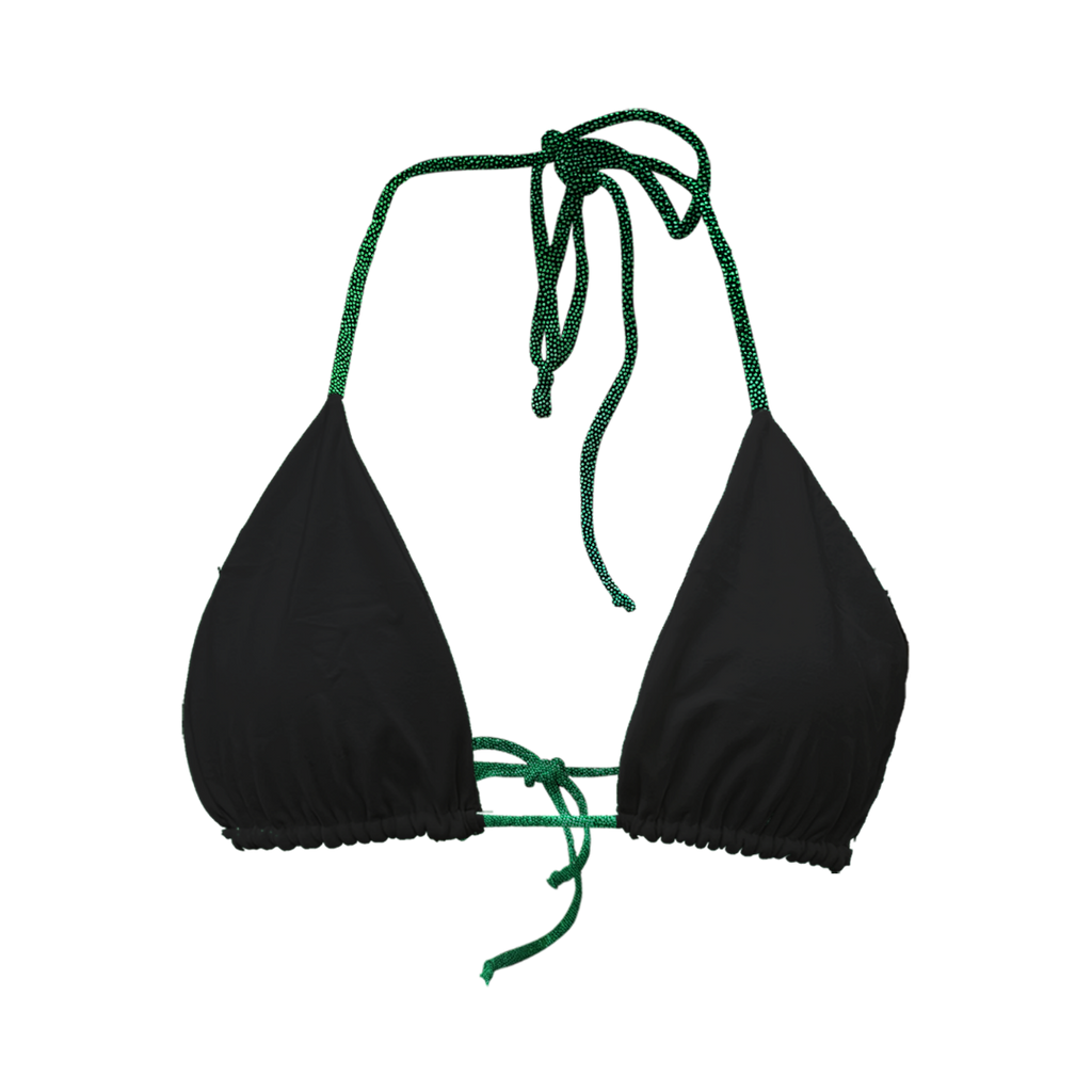 Top Triangle vert pailleté / noir